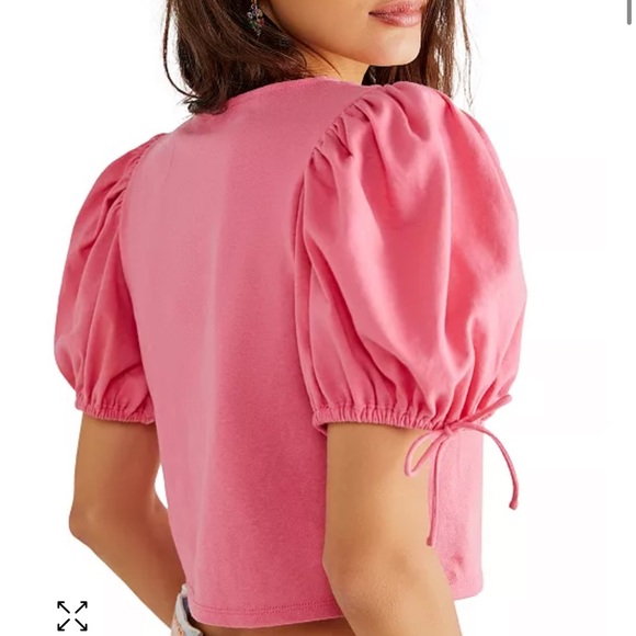 FREE PEOPLE Kitty Cotton Front-Tie Crop Top In Velvet Rose - Picture 5 of 11